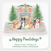 かわいい犬ペットビジネス犬の恋人クリスマス スクエアシール (正面)