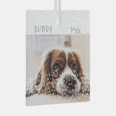 かわいい犬ペットフォトスターパターンクリスマス ガラスオーナメント (正面右)