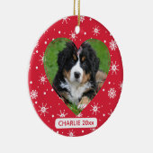 かわいい犬ペットフォトスノーフレークレッドクリスマス セラミックオーナメント (右)