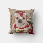 かわいい犬ペットフォトリースクリスマス クッション (正面)