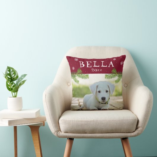 かわいい犬ペット写真赤クリスマスフォトキープサケ クッション (椅子)