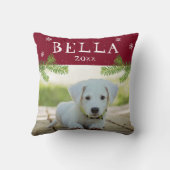 かわいい犬ペット写真赤クリスマスフォトキープサケ クッション (裏面)