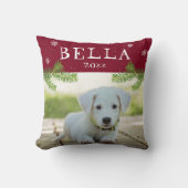 かわいい犬ペット写真赤クリスマスフォトキープサケ クッション (正面)