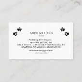 かわいい犬ペット座ってサービスの名刺 名刺 (裏面)