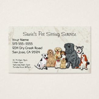 かわいい犬ペット着席のサービス業カード 名刺