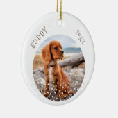 かわいい犬ペット2枚の写真スターパターンクリスマス セラミックオーナメント (右)