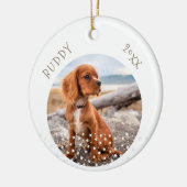 かわいい犬ペット2枚の写真スターパターンクリスマス セラミックオーナメント (左)
