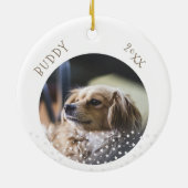 かわいい犬ペット2枚の写真スターパターンクリスマス セラミックオーナメント (裏面)