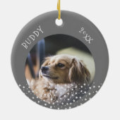 かわいい犬ペット2枚の写真スターパターンクリスマス セラミックオーナメント (裏面)