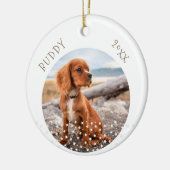 かわいい犬ペット2枚の写真星柄クリスマス セラミックオーナメント (左)