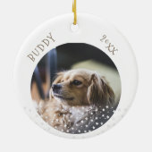 かわいい犬ペット2枚の写真星柄クリスマス セラミックオーナメント (裏面)