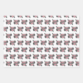 かわいい犬ママハートタトゥーとパワプリントパターン ラッピングペーパーシート (正面)
