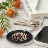 かわいい犬ママ名前をカスタムするレインボーパターン キーホルダー (正面右)