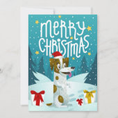 かわいい犬メリークリスマスおもしろい冬 シーズンカード (正面)