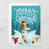 かわいい犬メリークリスマスおもしろい冬 シーズンカード (正面/裏面)
