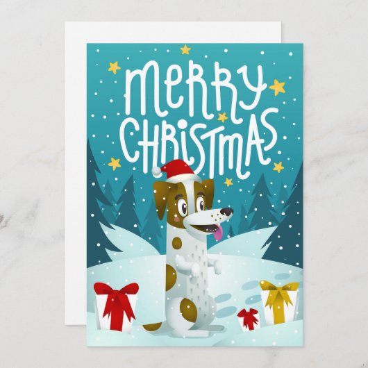 かわいい犬メリークリスマスおもしろい冬 シーズンカード (正面/裏面)
