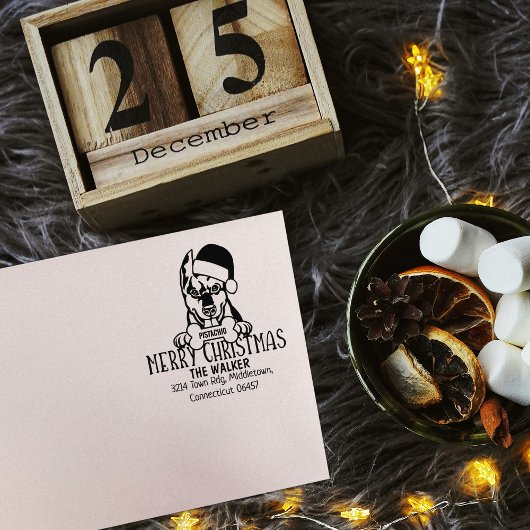 かわいい犬メリークリスマス差出人住所 ラバースタンプ