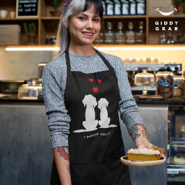 かわいい犬モダンカップルのバレンタイン エプロン