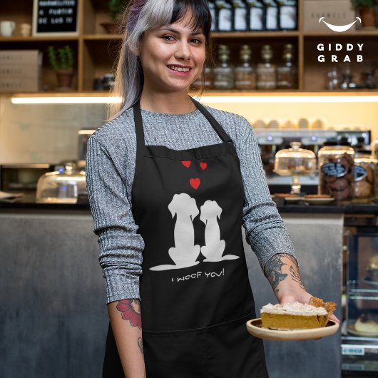 かわいい犬モダンカップルのバレンタイン エプロン