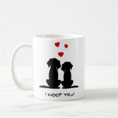 かわいい犬モダンカップルのバレンタイン コーヒーマグカップ (左)