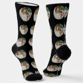 かわいい犬ラブガールおもしろい顔ペットフォトブラック ソックス (傾斜あり)