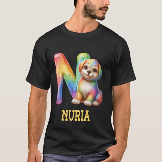 かわいい犬レターヌリア名虹の犬 Tシャツ (正面)