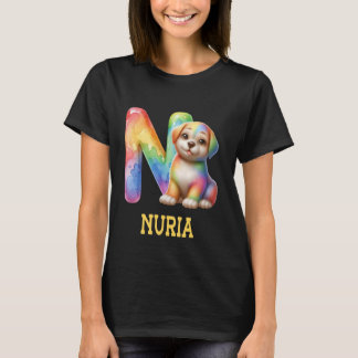 かわいい犬レターヌリア名虹の犬 Tシャツ