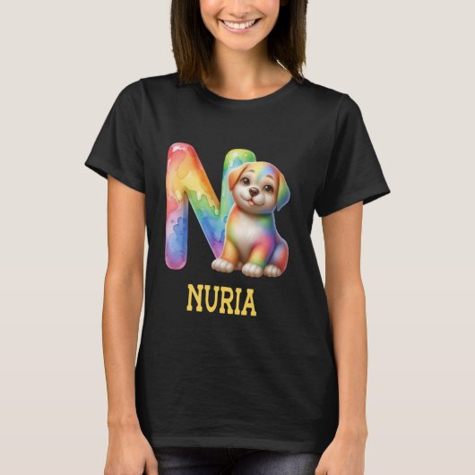 かわいい犬レターヌリア名虹の犬 Tシャツ (正面)