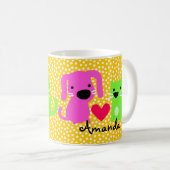 かわいい犬及び猫及びハート コーヒーマグカップ (正面右)