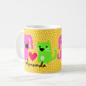 かわいい犬及び猫及びハート コーヒーマグカップ (正面左)