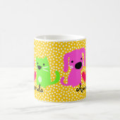 かわいい犬及び猫及びハート コーヒーマグカップ (中央)