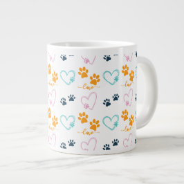 かわいい犬好きのための肉球プリント ジャンボコーヒーマグカップ