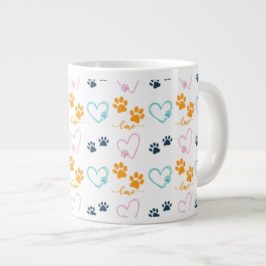 かわいい犬好きのための肉球プリント ジャンボコーヒーマグカップ (正面右)