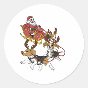 かわいい犬好きのための面白いビーグルクリスマス ラウンドシール