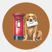 かわいい犬好きの人の郵便 ラウンドシール (正面)