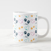かわいい犬好きの足跡プリント ジャンボコーヒーマグカップ (右)