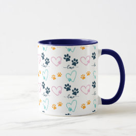 かわいい犬好きの足跡プリント マグカップ