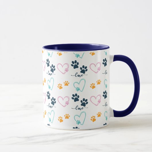 かわいい犬好きの足跡プリント マグカップ (右)
