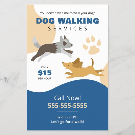 かわいい犬歩くサービス事業 チラシ (正面)