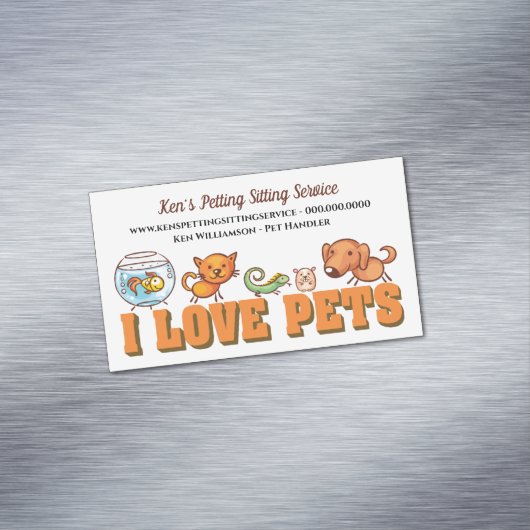 かわいい犬歩く動物の車ペットサービス マグネット名刺 (インサイチュ)