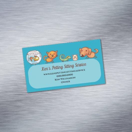 かわいい犬歩く動物気にペットサービス マグネット名刺 (インサイチュ)