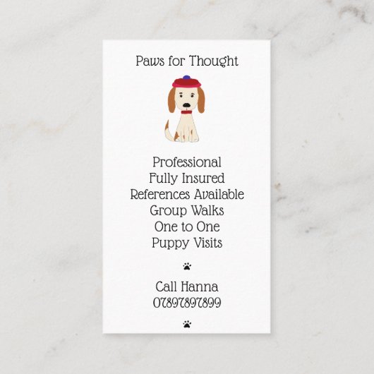 かわいい犬歩く/犬グルーミング名刺 名刺 (裏面)