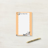 かわいい犬猫の肉球ハートオレンジ ポストイット (デスク上)