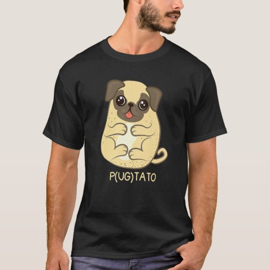 かわいい犬用のパグポテト Tシャツ (正面)
