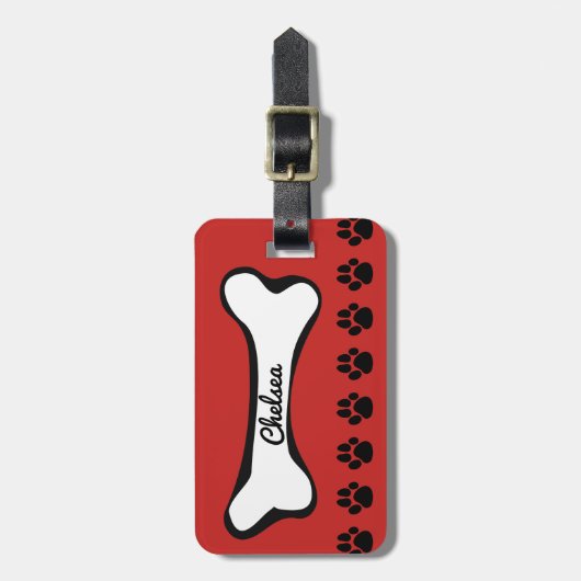 かわいい犬用の骨および犬の足のペットタグ ラゲッジタグ (正面縦)