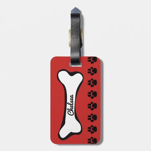 かわいい犬用の骨および犬の足のペットタグ ラゲッジタグ (裏面縦)