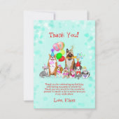 かわいい犬誕生祝いレッツポーティ感謝してい サンキューカード (正面)