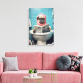 かわいい犬読のトイレの新聞 キャンバスプリント (インサイチュ (リビング))