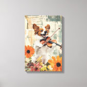 かわいい犬遊はバイオリン キャンバスプリント (正面)