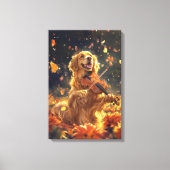 かわいい犬遊はバイオリン キャンバスプリント (正面)